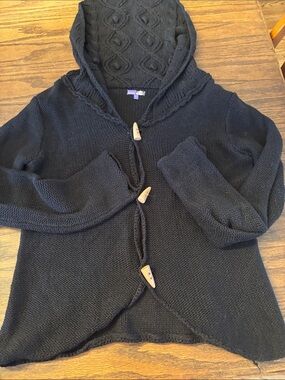 Bonda Hooded Toggle Cardigan Sweater - Black